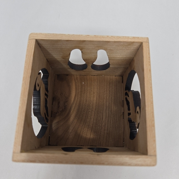 Wood You Tell Me Inc Cherry Wood Ram On Hill Cut Out Glass Insert Candle Holder - Picture 5 of 10